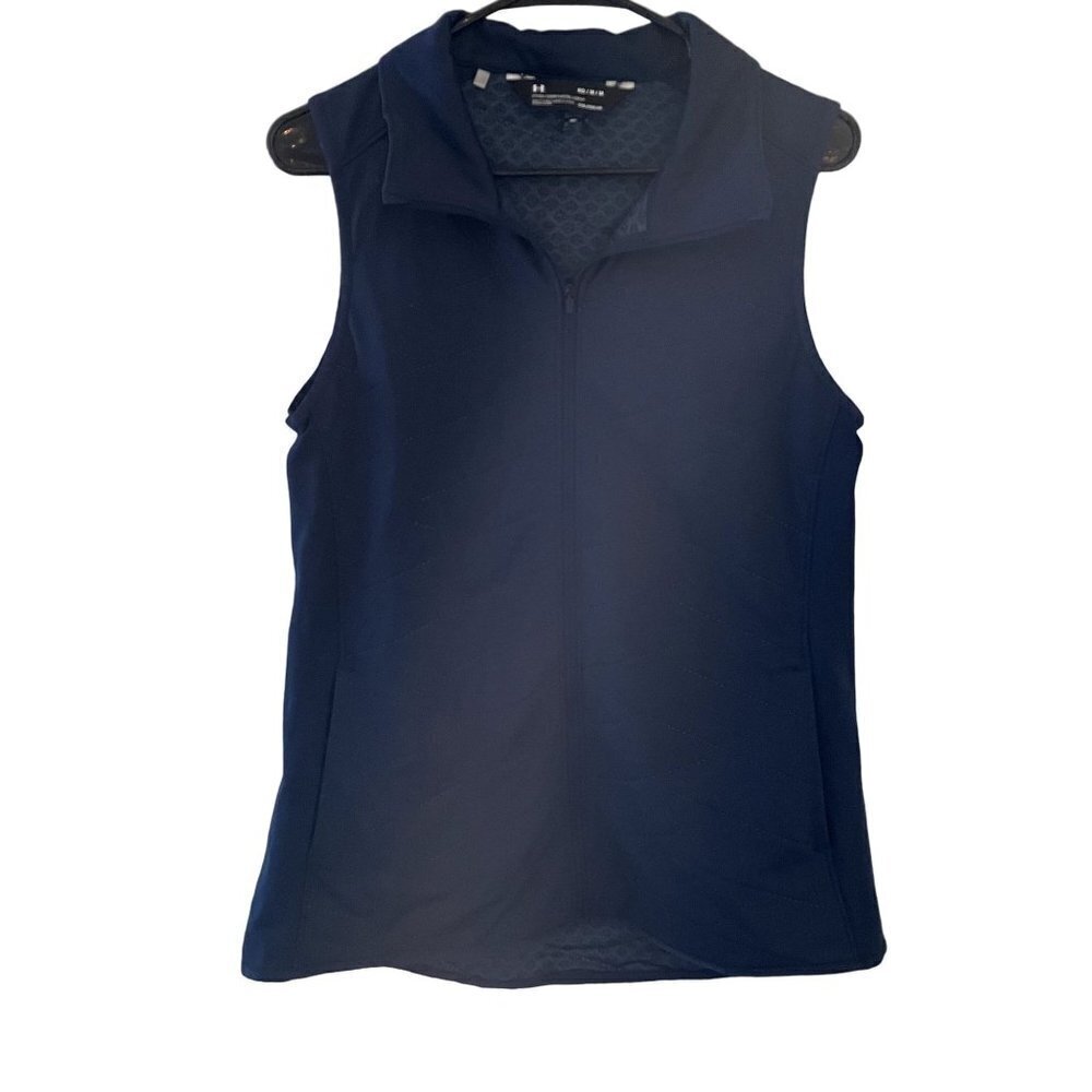 Under Armour coldgear navy blue fitted quilted vest pockets warm winter